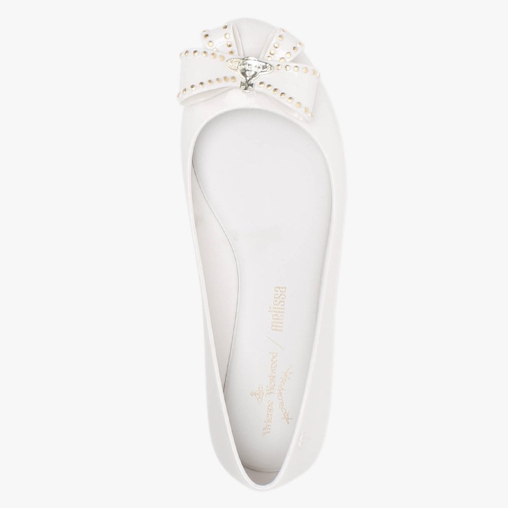 x Melissa Sweet Love White Bow Ballet Pumps