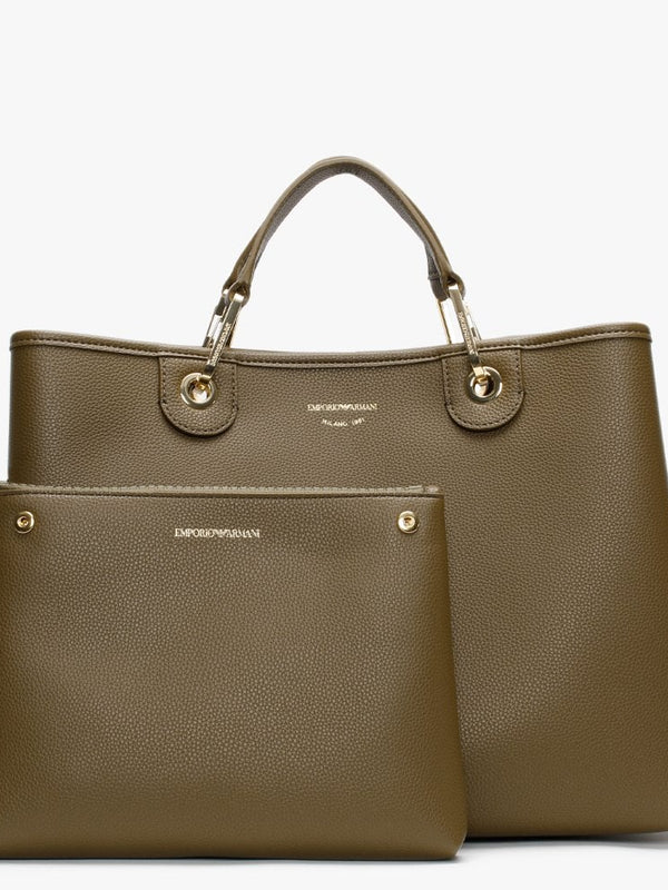 Mud & Black Pebbled Shopper With Pouch