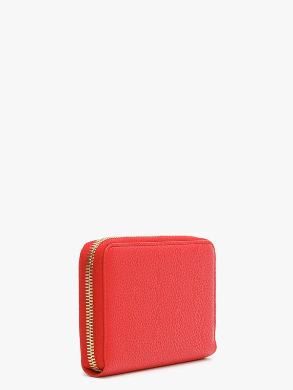Red Pebbled Zip Around Wallet