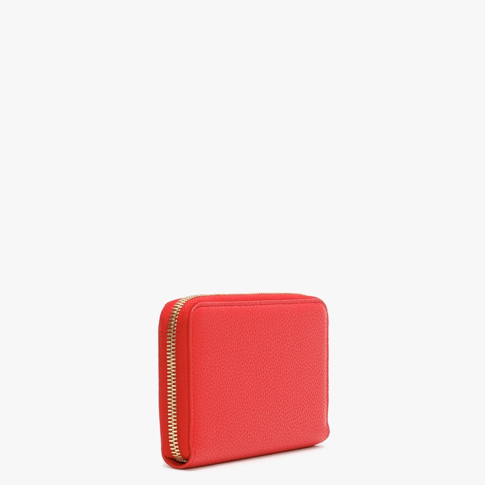 Red Pebbled Zip Around Wallet