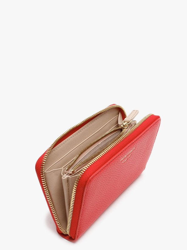 Red Pebbled Zip Around Wallet