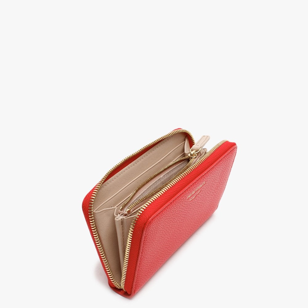Red Pebbled Zip Around Wallet