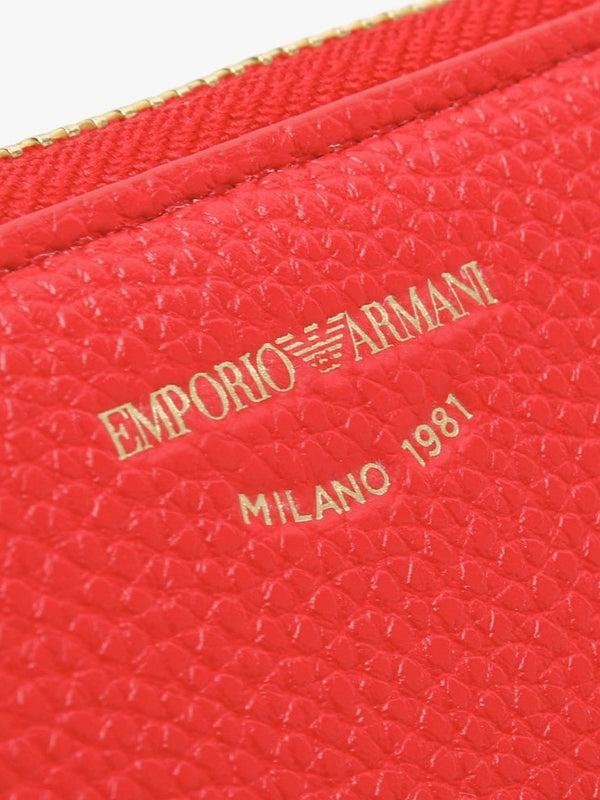 Red Pebbled Zip Around Wallet