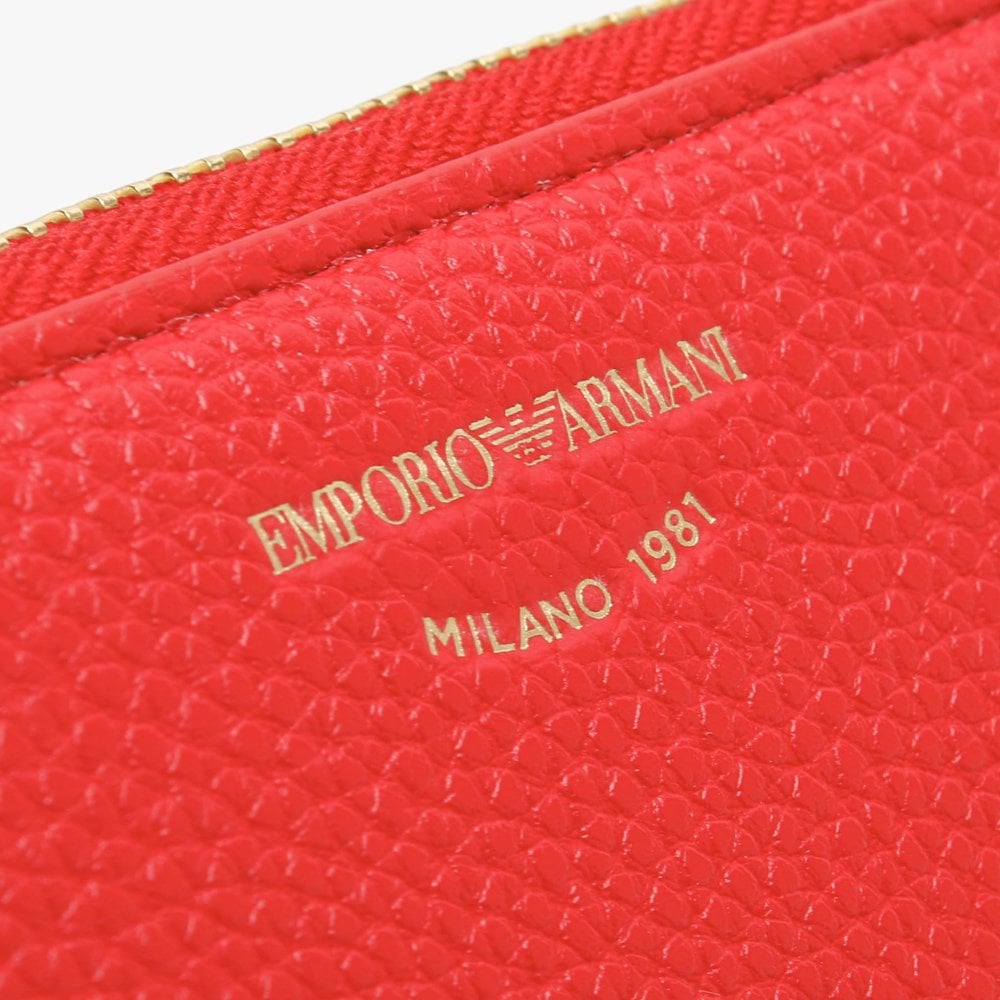 Red Pebbled Zip Around Wallet