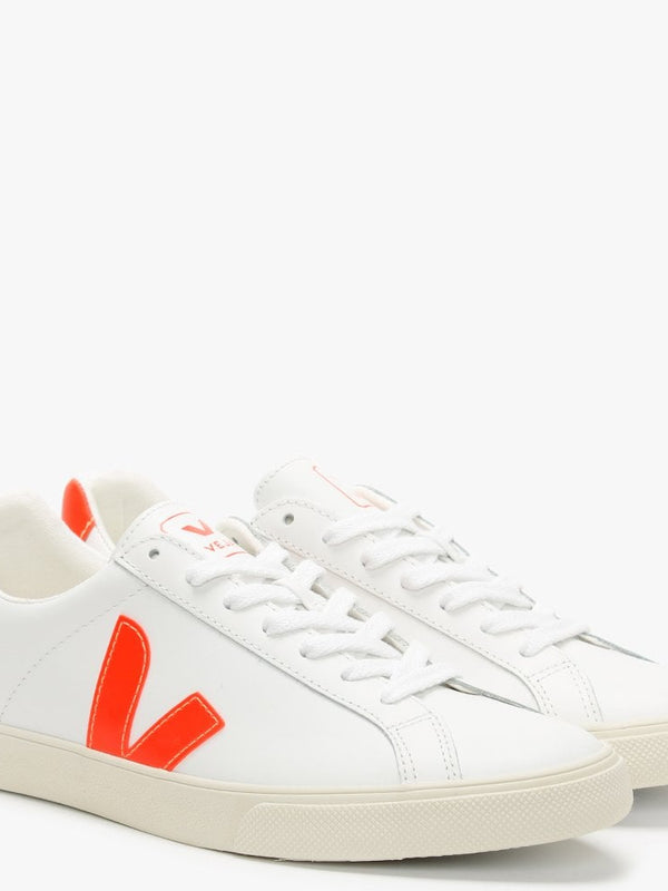 Esplar Logo Leather Extra White Orange Fluo Trainers