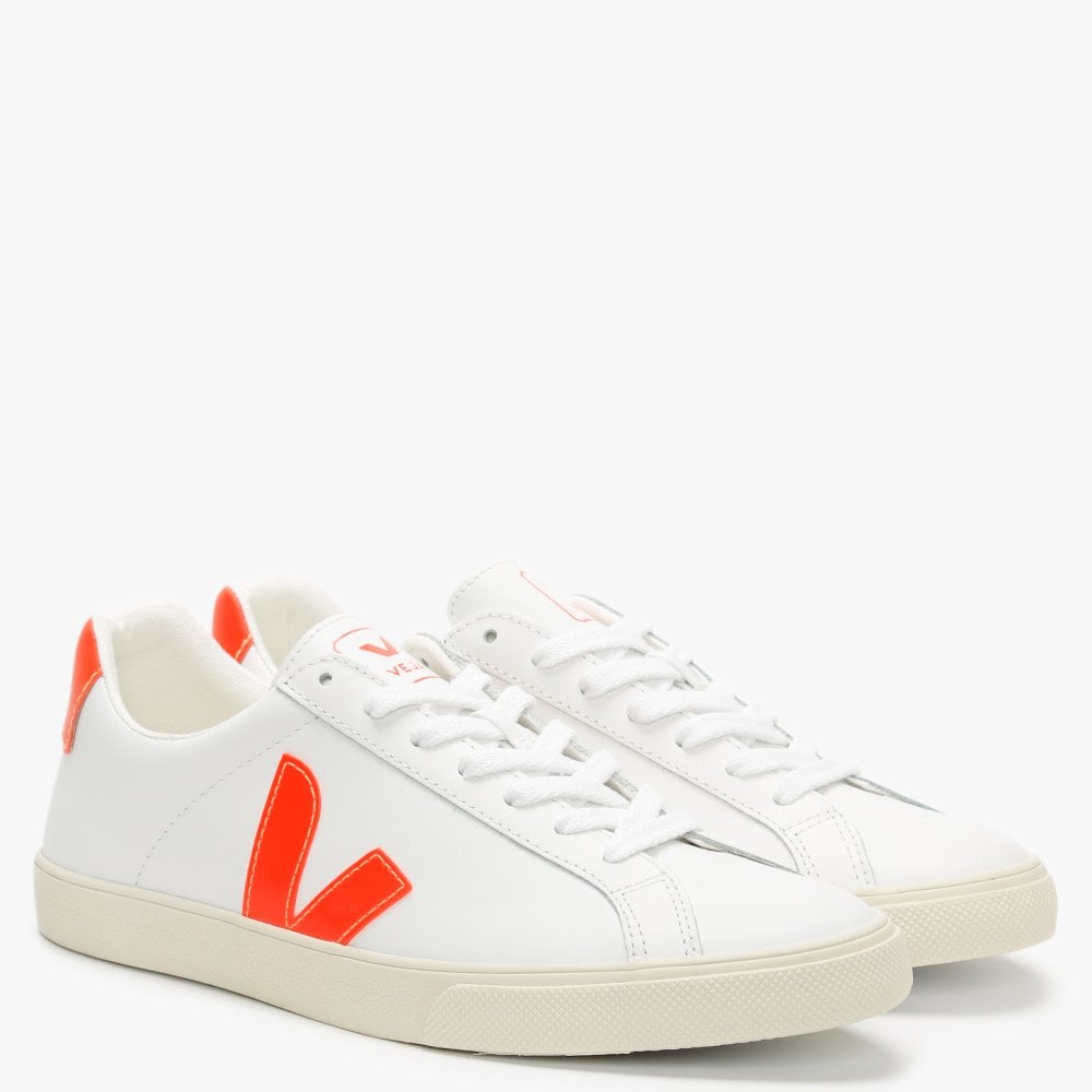 Esplar Logo Leather Extra White Orange Fluo Trainers