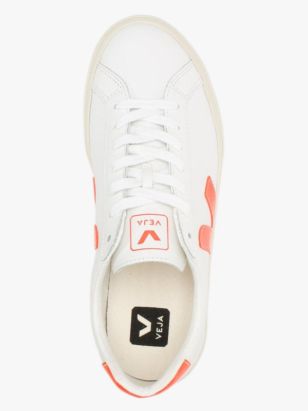 Esplar Logo Leather Extra White Orange Fluo Trainers