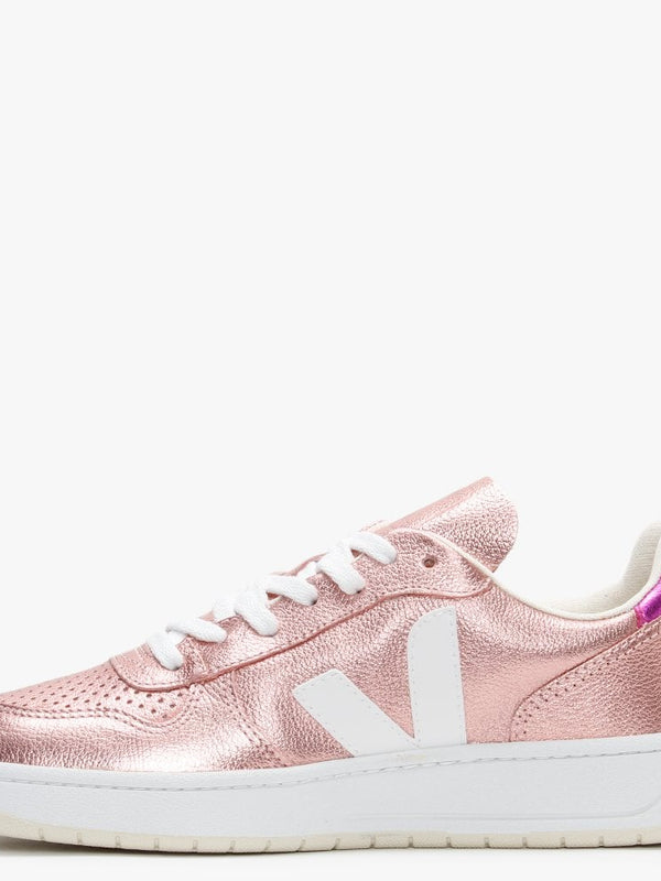 V-10 Leather Nacre White Fushia Trainers