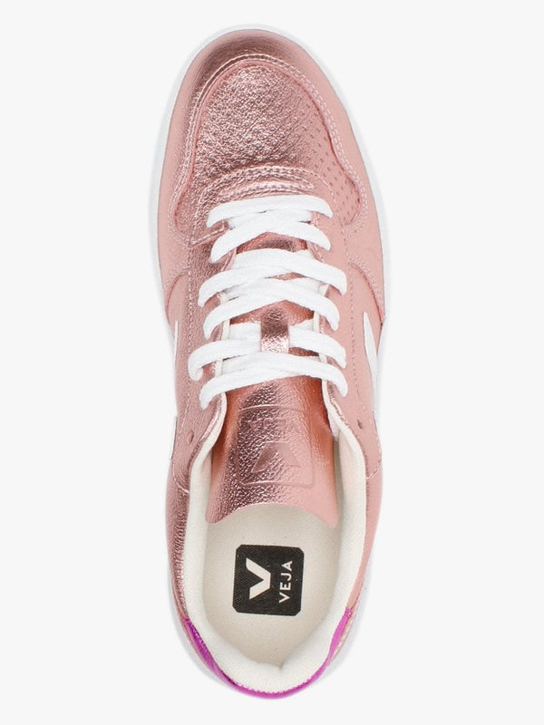 V-10 Leather Nacre White Fushia Trainers
