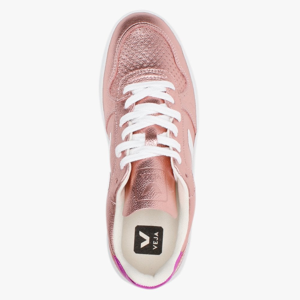 V-10 Leather Nacre White Fushia Trainers