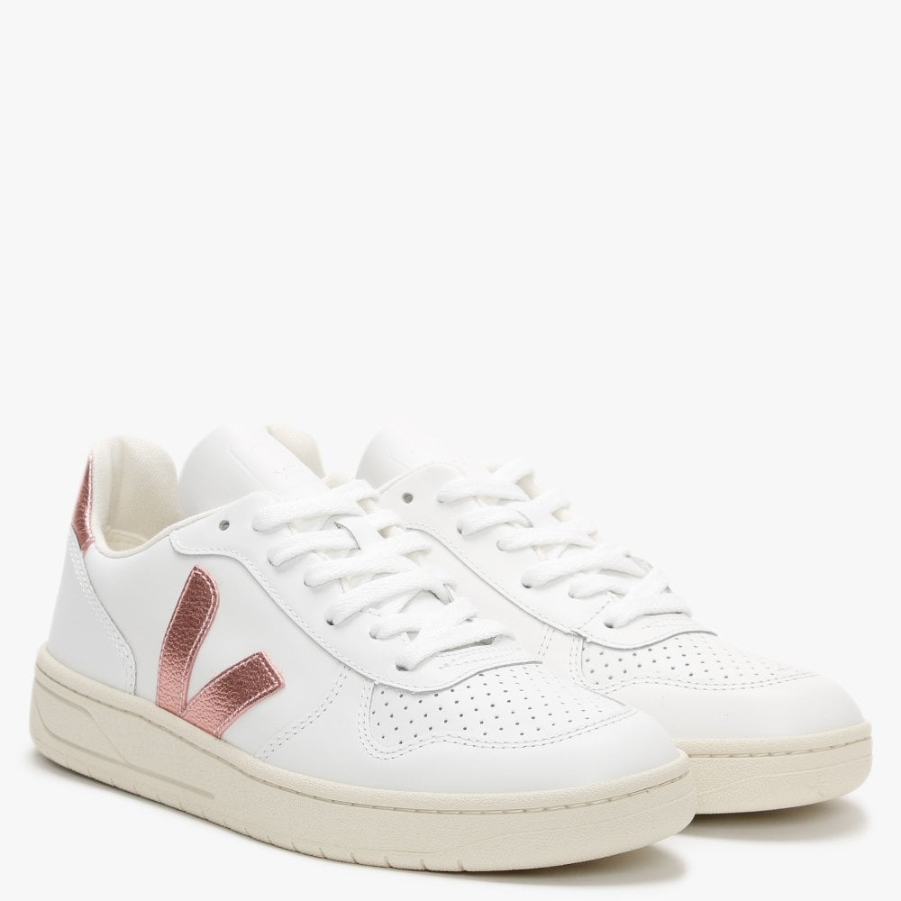 V-10 Leather Extra White Nacre Trainers
