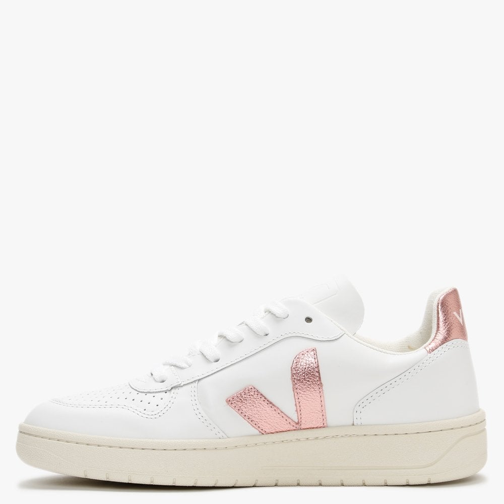 V-10 Leather Extra White Nacre Trainers