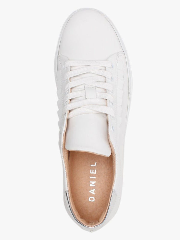 Mewfrill White Leather Silver Tab Flatform Trainers