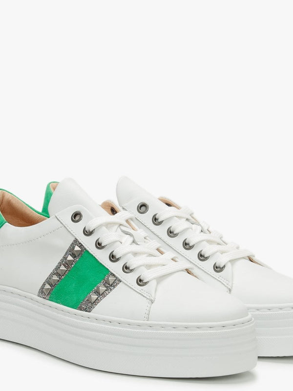 Mewflash Green Suede Flatform Trainers