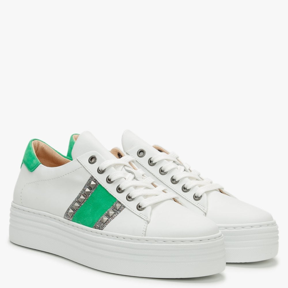 Mewflash Green Suede Flatform Trainers