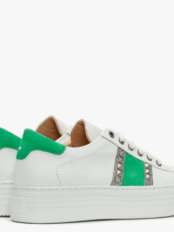 Mewflash Green Suede Flatform Trainers