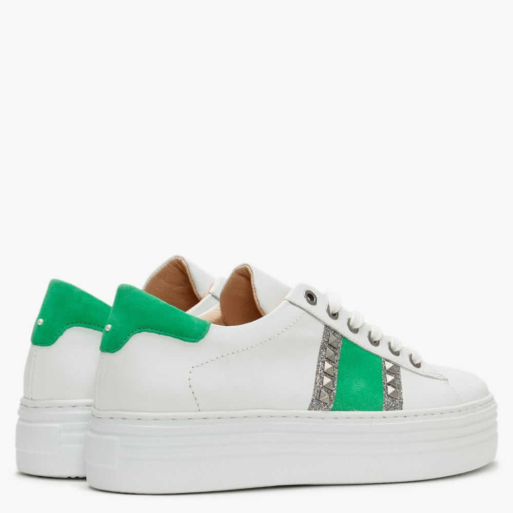 Mewflash Green Suede Flatform Trainers