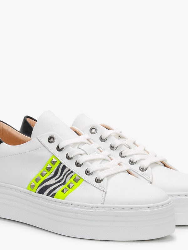 Mewflash Zebra Leather Flatform Trainers
