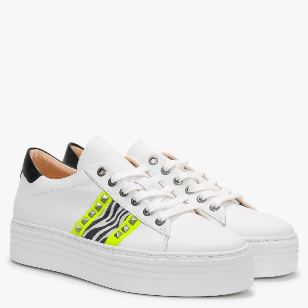 Mewflash Zebra Leather Flatform Trainers
