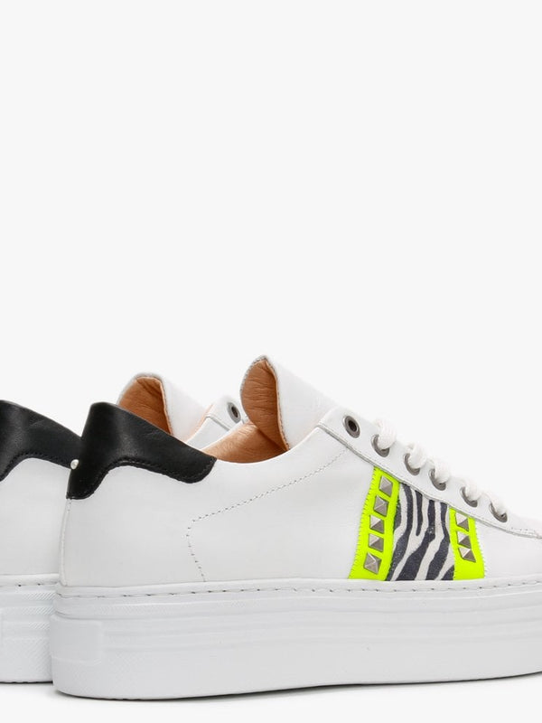 Mewflash Zebra Leather Flatform Trainers