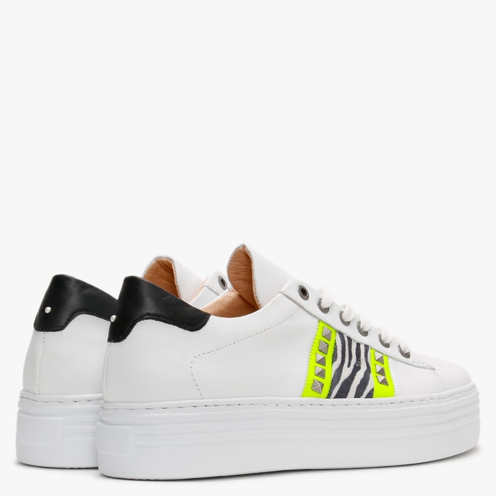 Mewflash Zebra Leather Flatform Trainers