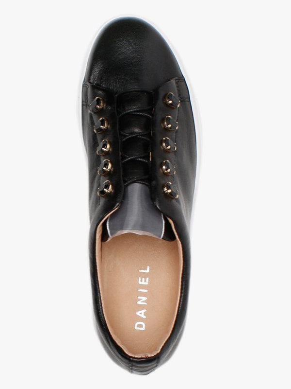 Mewjewell Black Leather Flatform Trainers