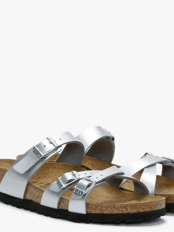 Franca Silver Birko-Flor Cross Strap Mules