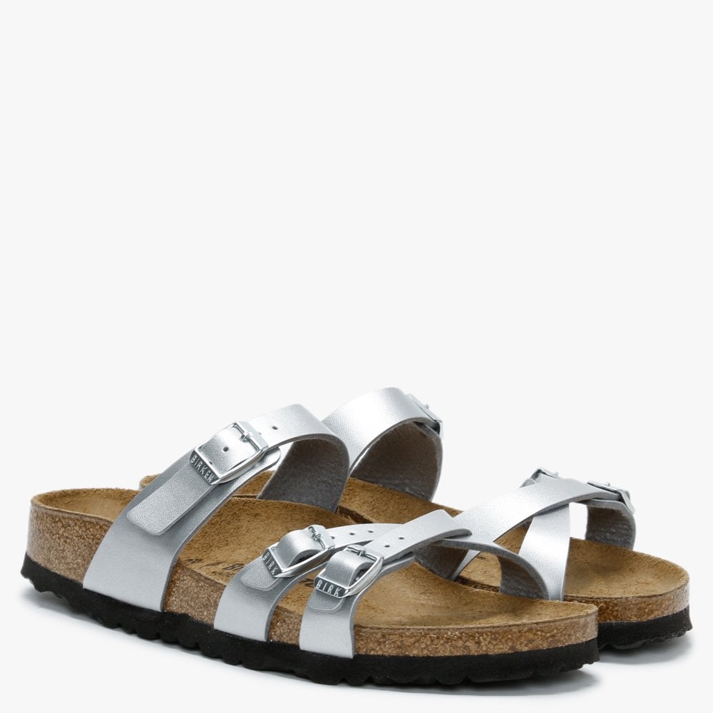 Franca Silver Birko-Flor Cross Strap Mules