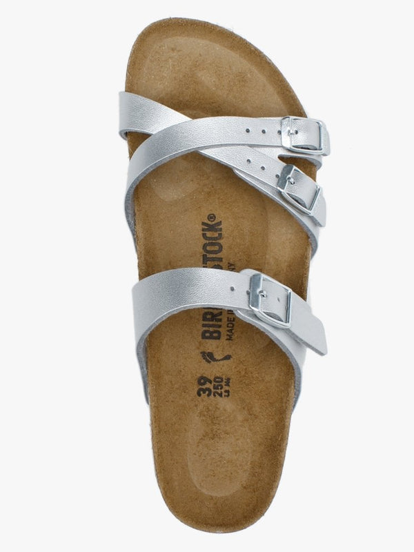 Franca Silver Birko-Flor Cross Strap Mules