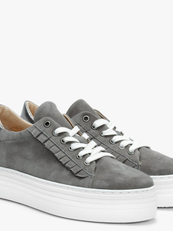 Mewfrill Grey Suede Flatform Trainers