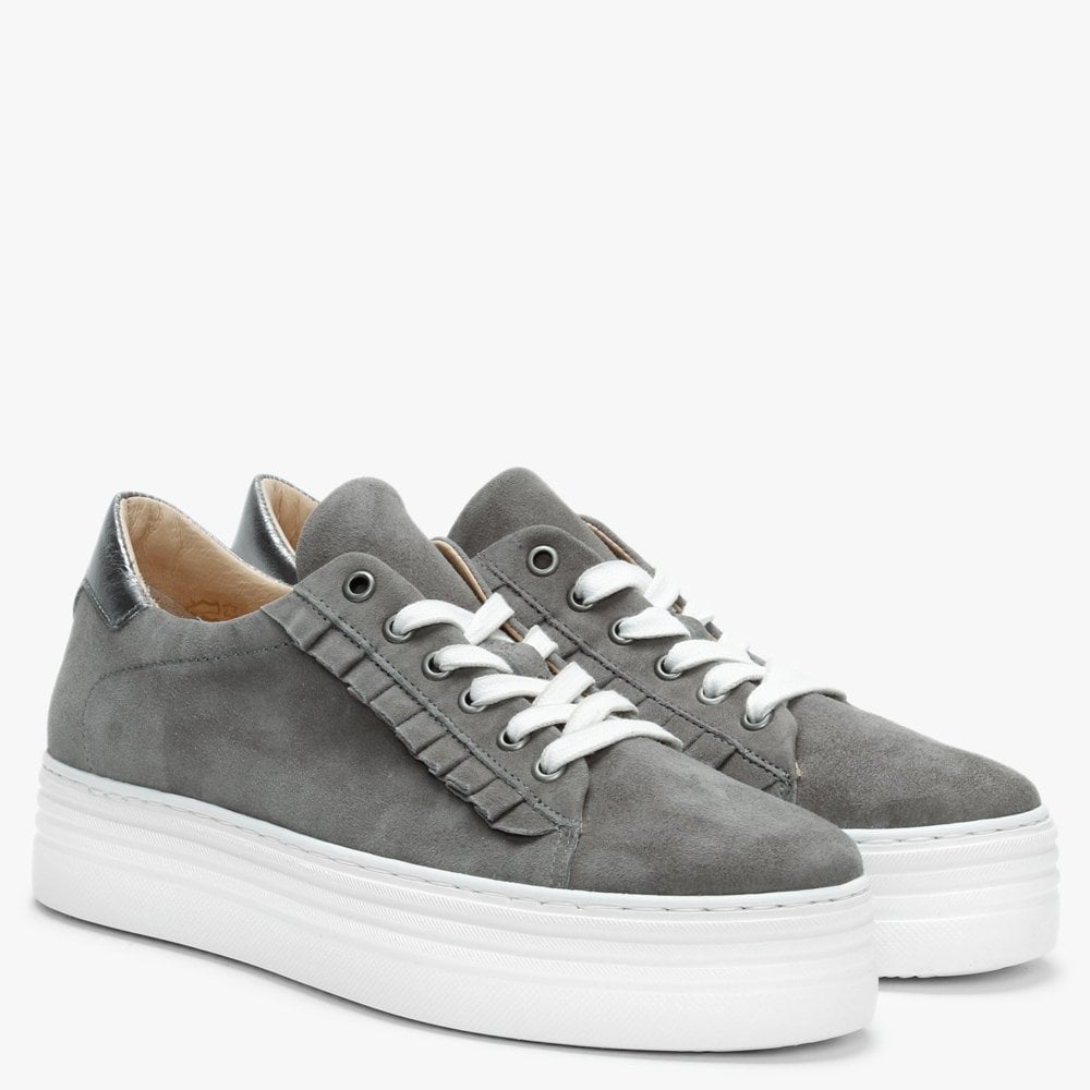 Mewfrill Grey Suede Flatform Trainers