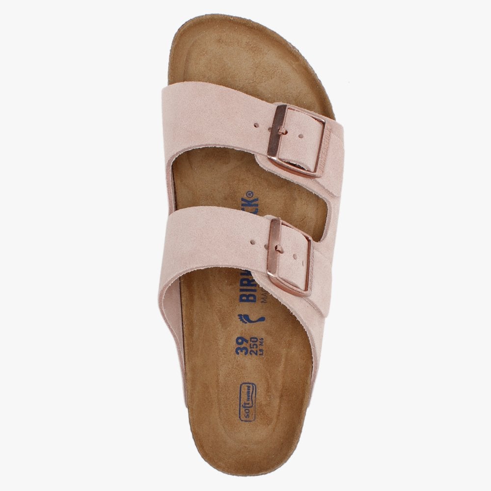 Arizona Light Rose Suede Two Bar Mules