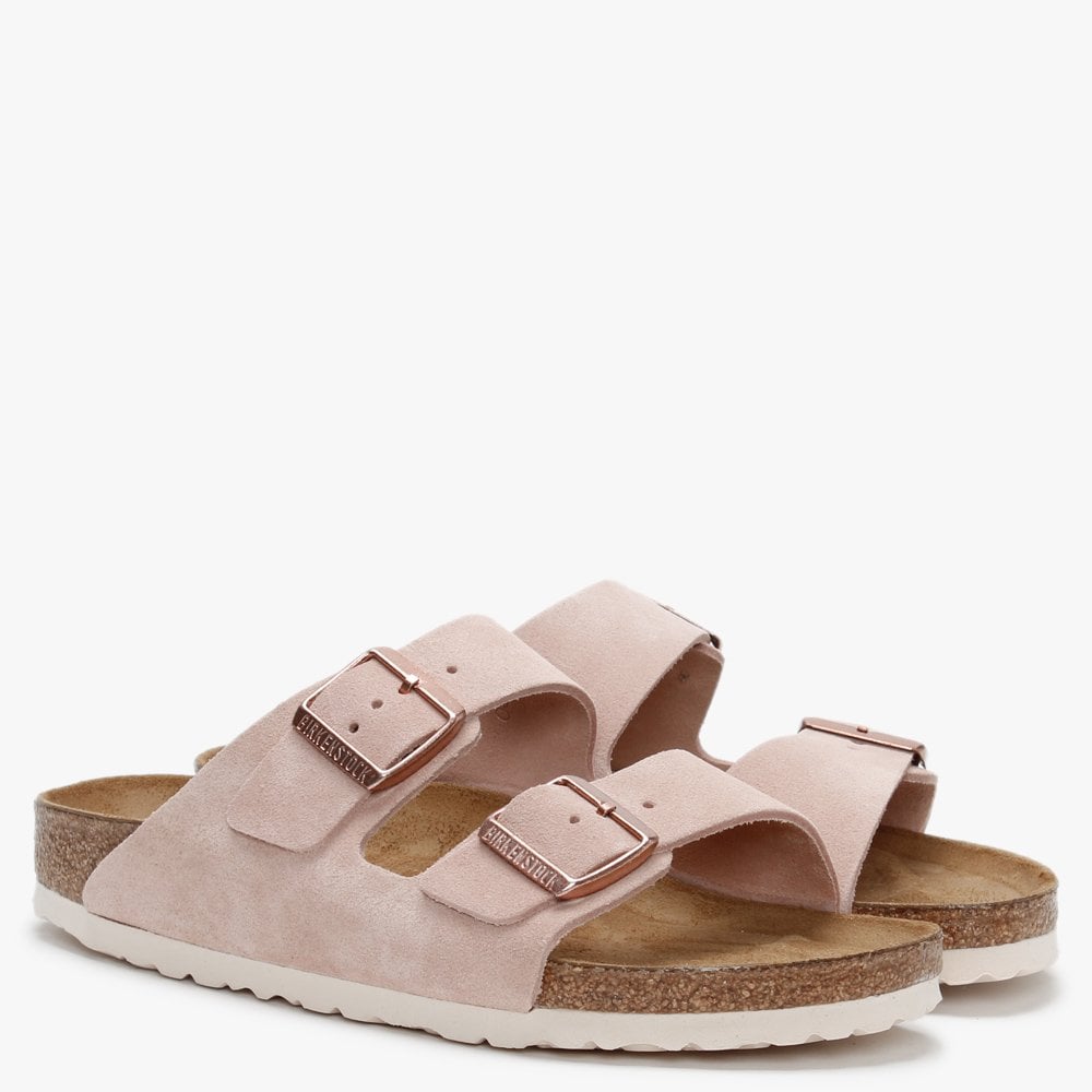 Arizona Light Rose Suede Two Bar Mules