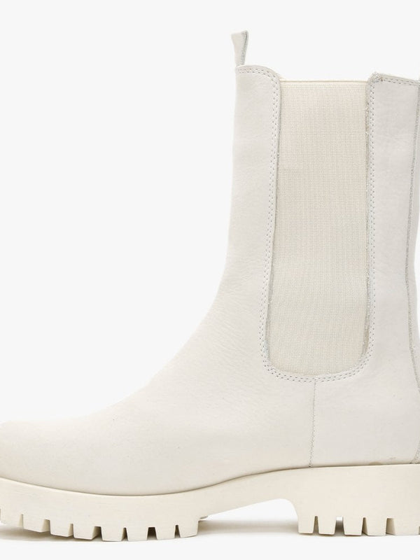Izette White Tumbled Leather Tall Chelsea Boots