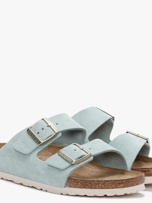 Arizona Light Blue Suede Two Bar Mules