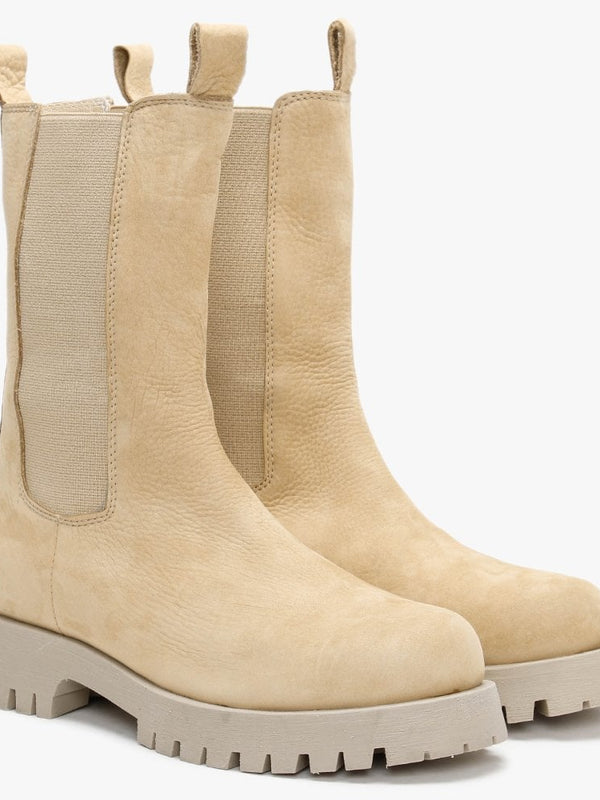 Izette Beige Tumbled Leather Tall Chelsea Boots