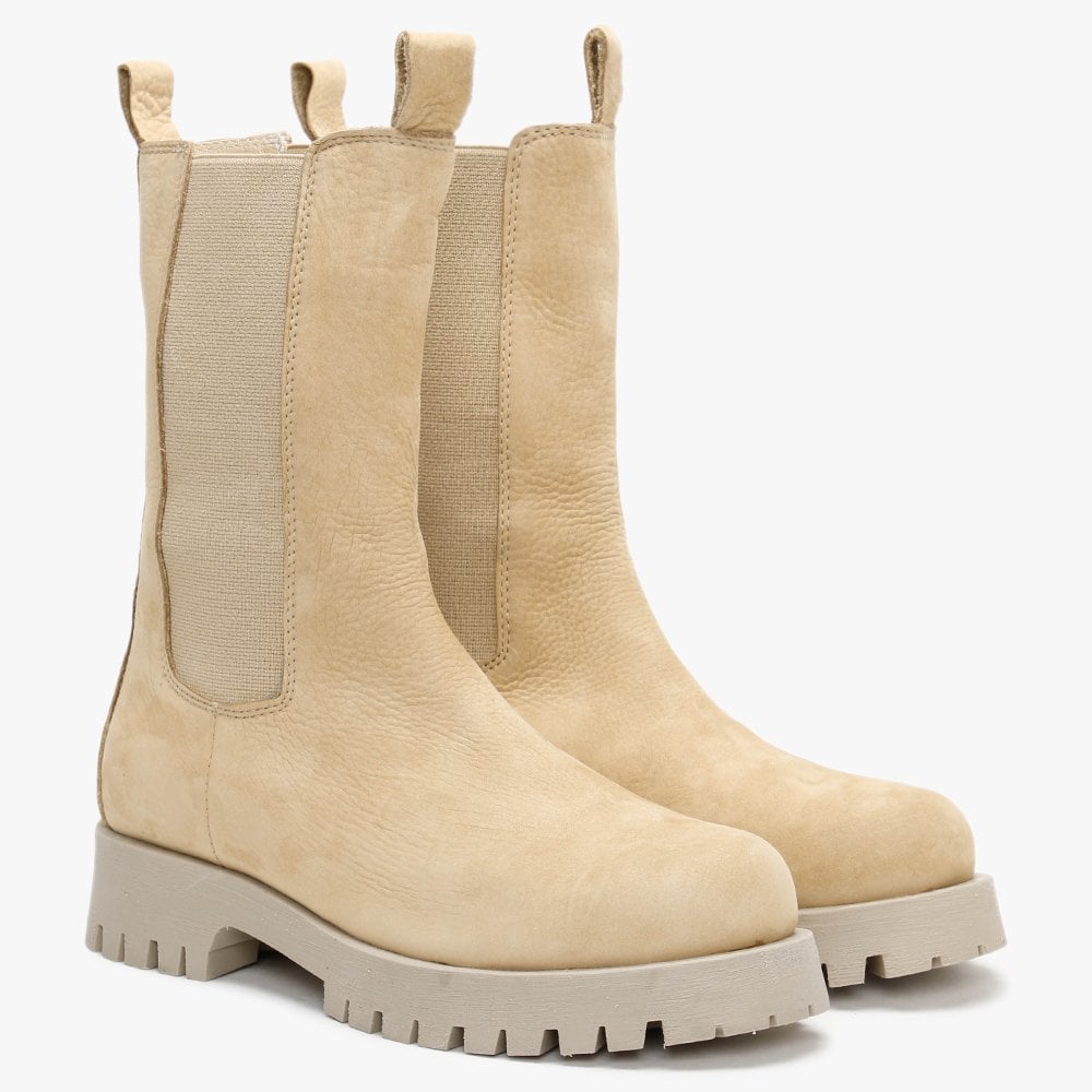 Izette Beige Tumbled Leather Tall Chelsea Boots