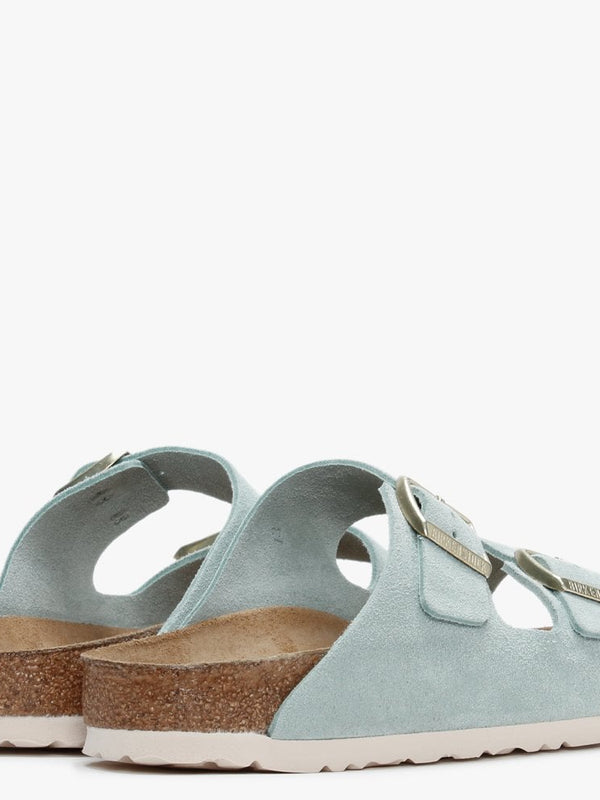Arizona Light Blue Suede Two Bar Mules