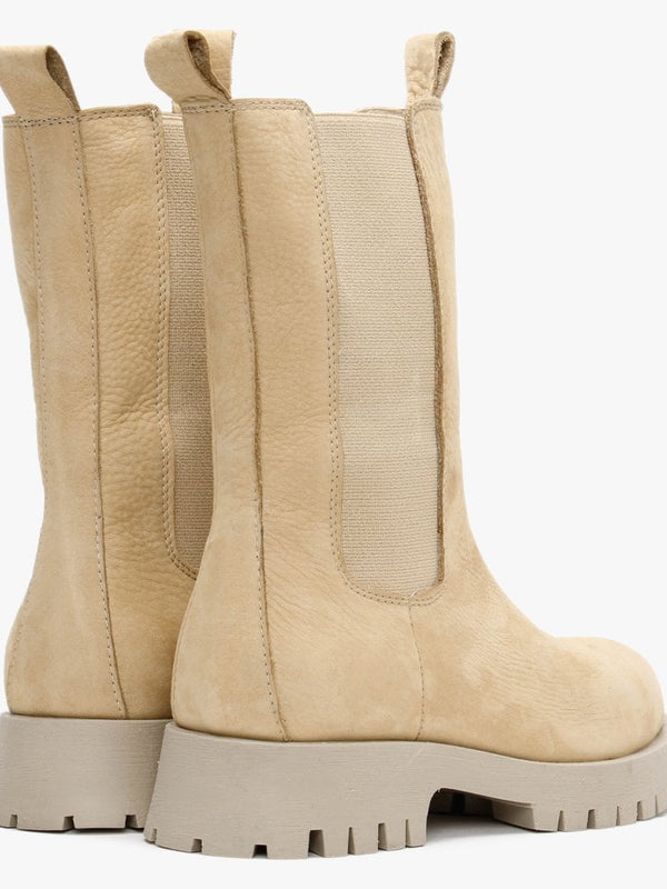 Izette Beige Tumbled Leather Tall Chelsea Boots