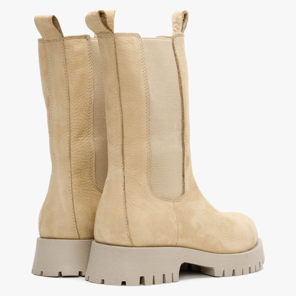 Izette Beige Tumbled Leather Tall Chelsea Boots