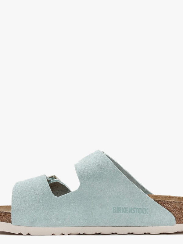 Arizona Light Blue Suede Two Bar Mules