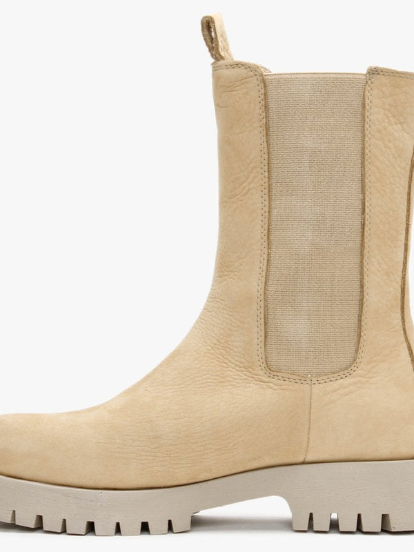 Izette Beige Tumbled Leather Tall Chelsea Boots