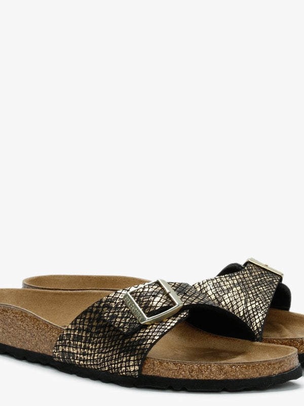 Madrid Shiny Python Black Microfiber Mules