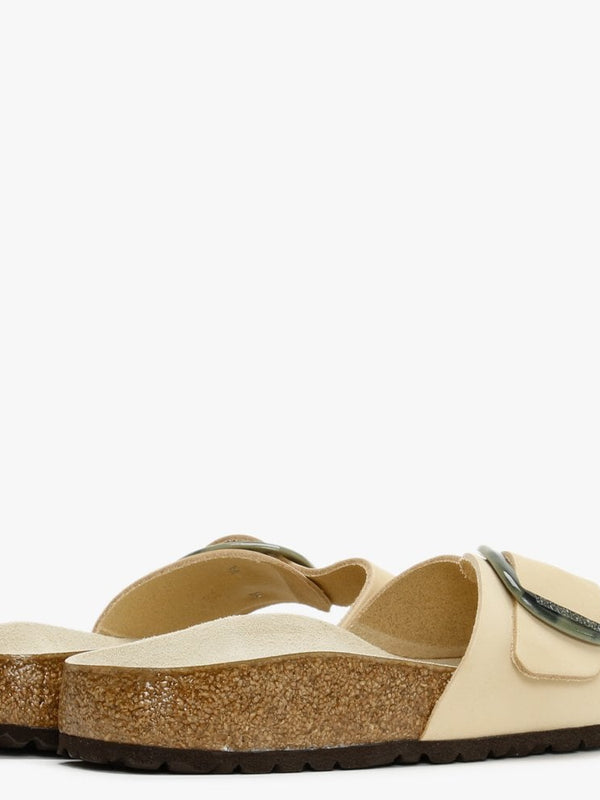 Madrid Big Buckle Almond Nubuck Leather Mules