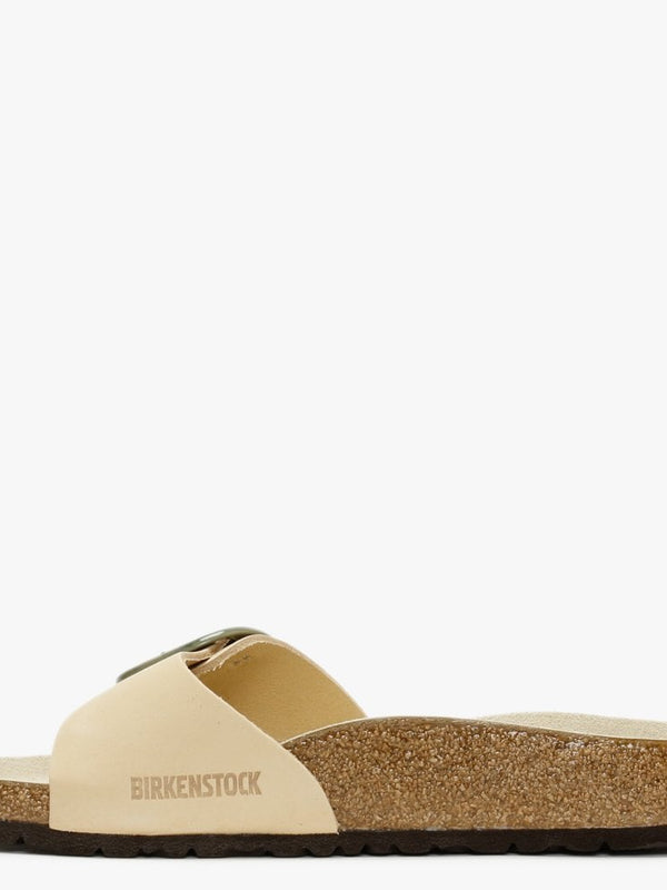 Madrid Big Buckle Almond Nubuck Leather Mules
