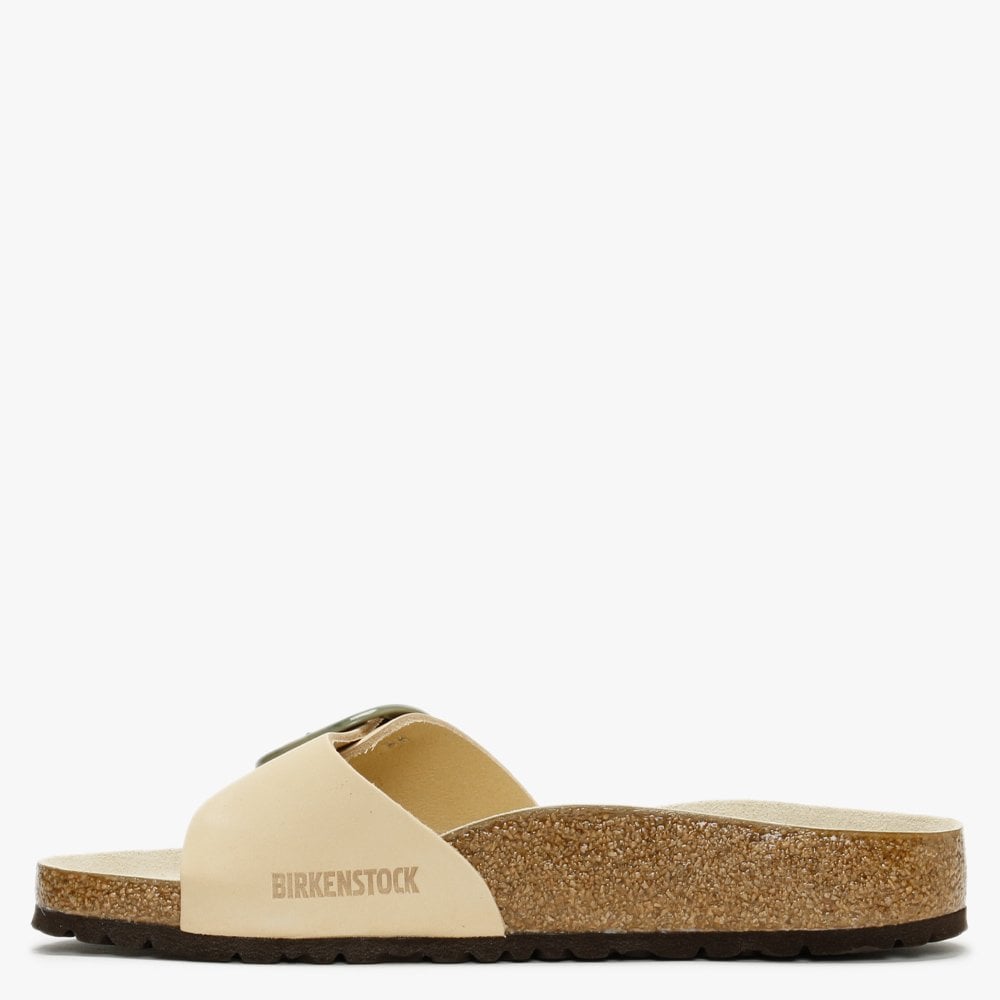 Madrid Big Buckle Almond Nubuck Leather Mules