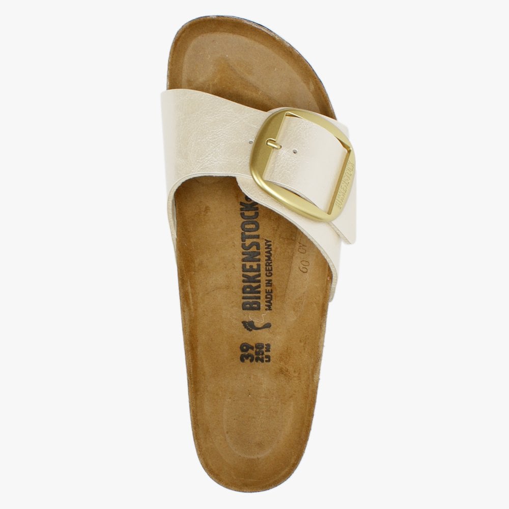 Madrid Big Buckle Graceful Pearl White Birko-Flor Mules