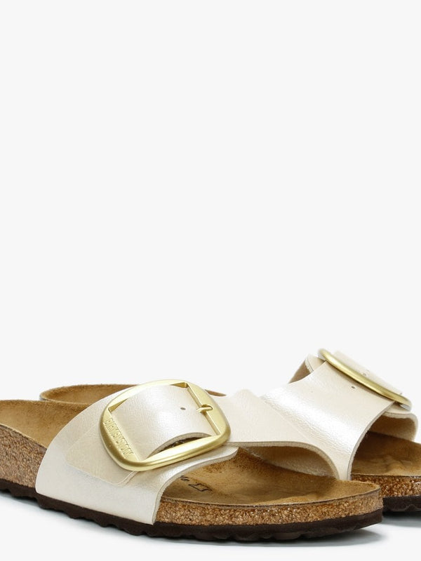 Madrid Big Buckle Graceful Pearl White Birko-Flor Mules
