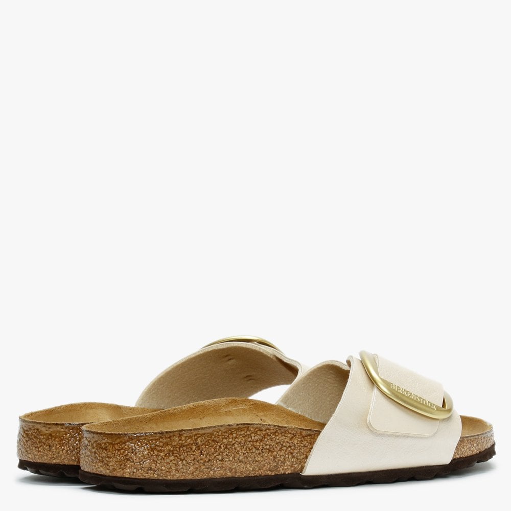 Madrid Big Buckle Graceful Pearl White Birko-Flor Mules