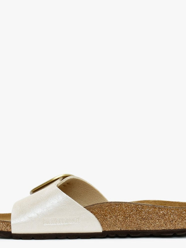 Madrid Big Buckle Graceful Pearl White Birko-Flor Mules